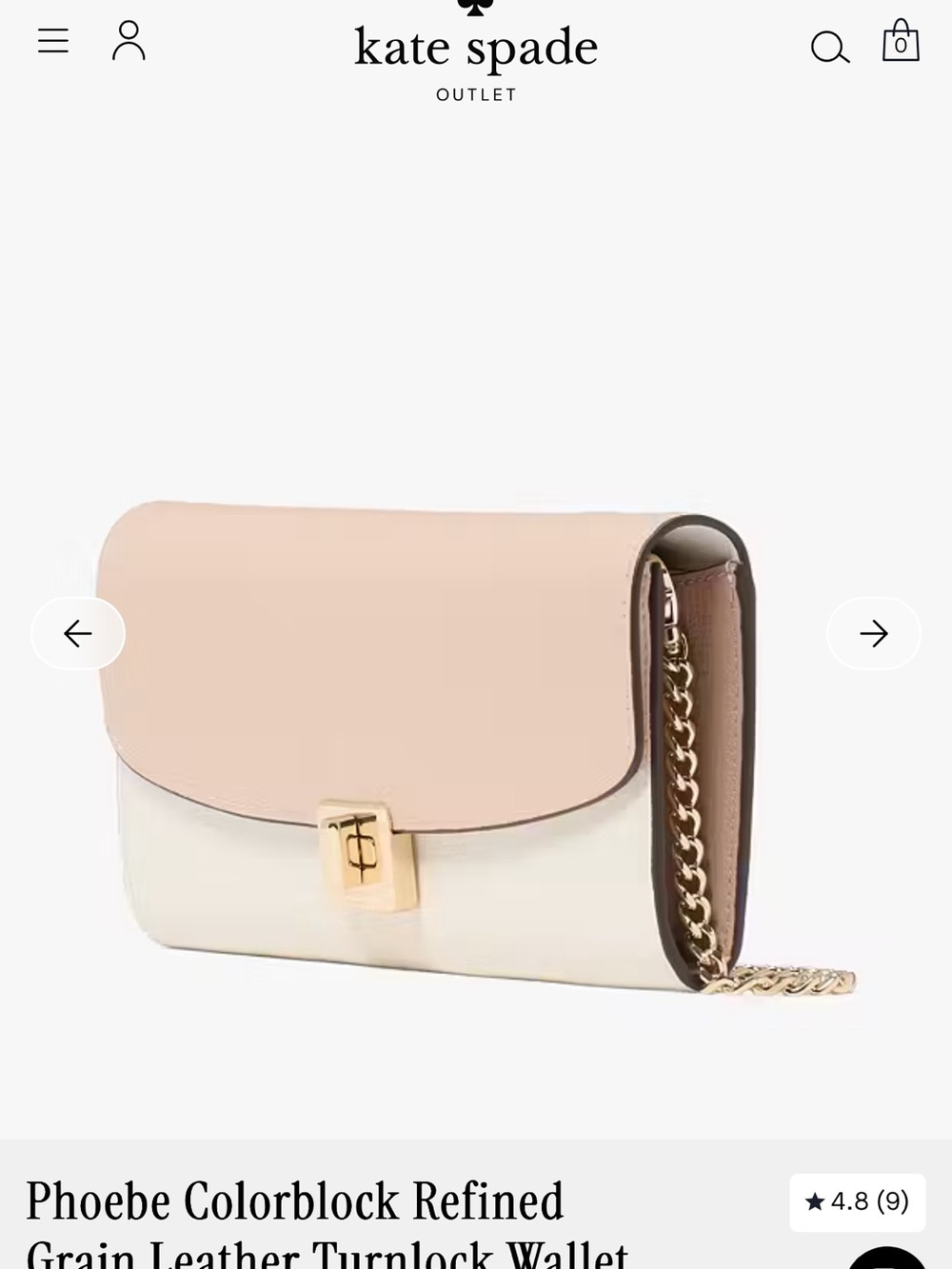 Kate Spade Phoebe Colorblock Refined Grain Leather Chain Wallet - Blush/White
